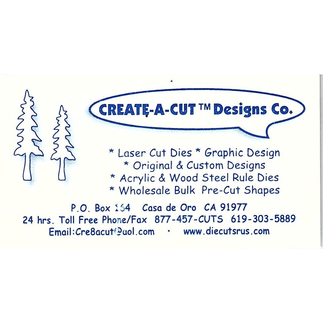 Create-A-Cut Designs Co Casa De Oro CA Vintage Business Card SC9-B8