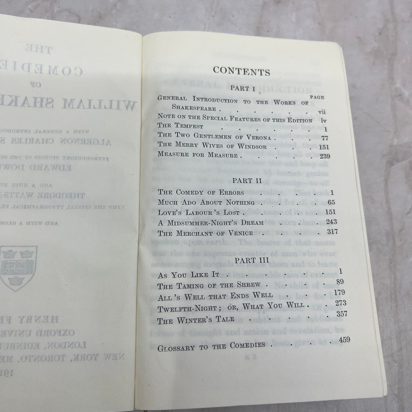 1912 The Comedies of William Shakespeare Henry Frowde Oxford Press TG8-B5