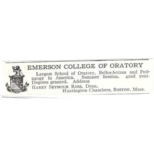 Emerson College of Oratory Harry Seymour Ross Boston c1918 Advertisement AE5-SV1
