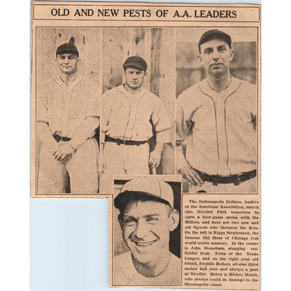 Minneapolis Millers Indianapolis Indians Baseball 1935 Newspaper Article AE7-N3