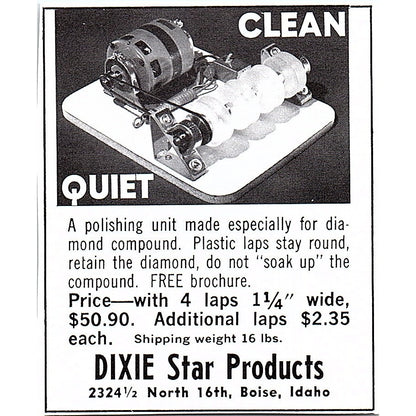 Dixie Star Products Clean Quiet Plastic Laps 1972 Ad AF8-M1