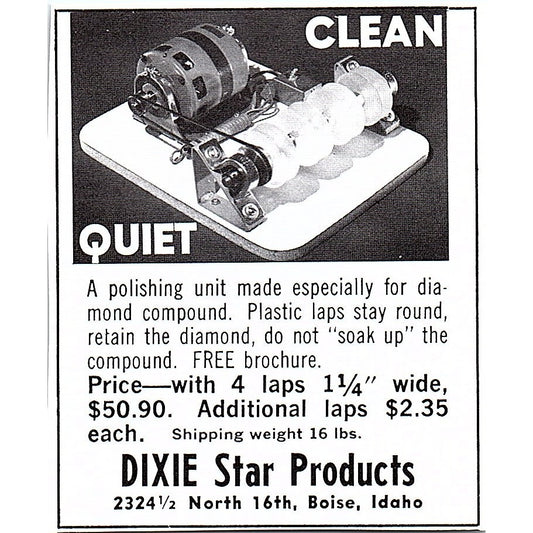 Dixie Star Products Clean Quiet Plastic Laps 1972 Ad AF8-M1