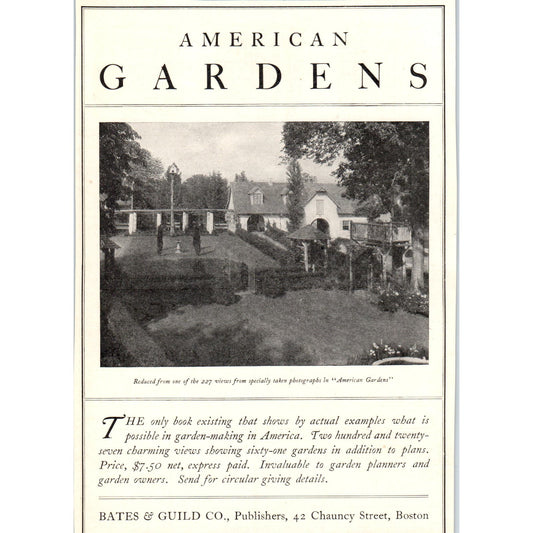 American Gardens - Bates & Guild Co Boston c1905 Victorian Ad D12