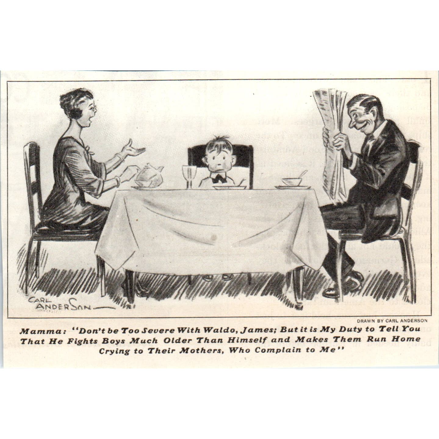 Family Dinner Table Humor Carl Anderson 1928 Original Magazine Photo AE5-SSE