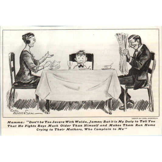 Family Dinner Table Humor Carl Anderson 1928 Original Magazine Photo AE5-SSE