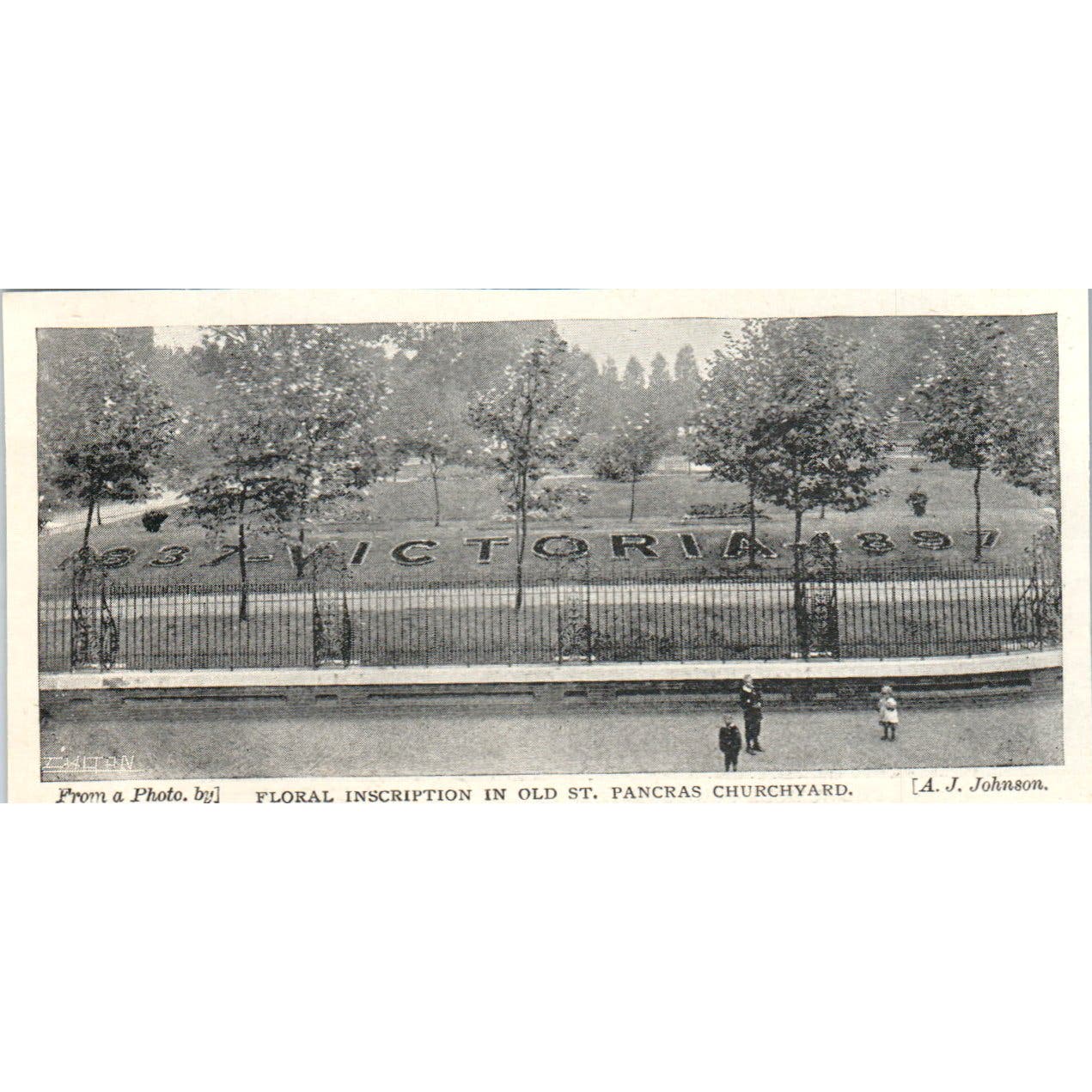 Floral Inscription in Old St. Pancras Churchyard 1897 Victorian Photo AE9-TS7