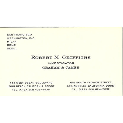 Robert M. Griffiths Graham & James Los Angeles CA Vintage Business Card SB4-B3