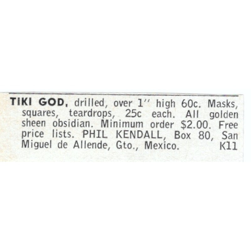 Phil Kendall Tiki God Masks Miguel De Allende Gto Mexico 1964 Ad AB6-LJS5