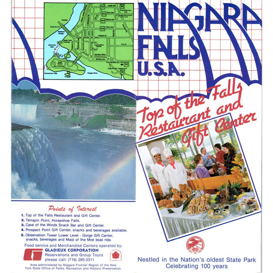 Vintage Niagara Falls Top of the Falls Restaurant & Gift Center Travel Brochure TH2-O1