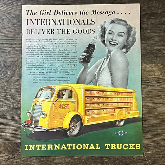 1938 International Harvester Trucks Coca-Cola Delivery Truck D-300 Ad 10x13 V3