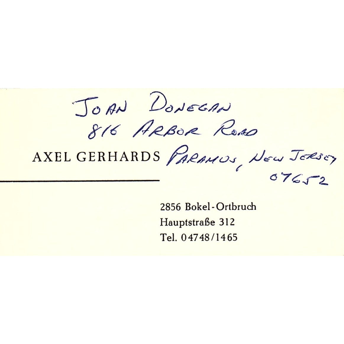 Axel Gerhards Trans Pacific Transportation Terminal Island Business Card SC9-B6