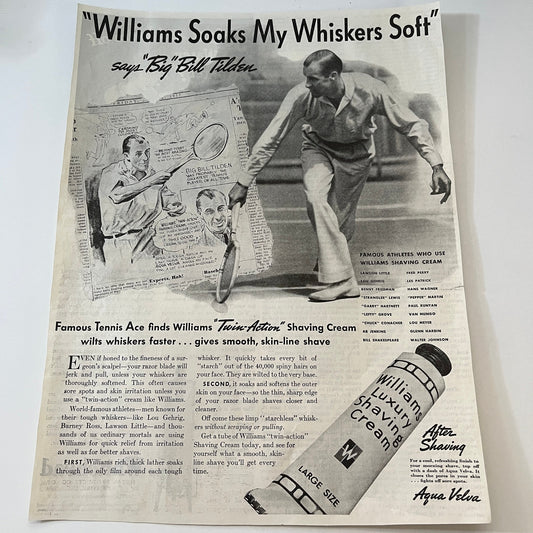 Williams Luxury Shaving Cream gives smooth, skin-line shave 1937 Ad SV1-6