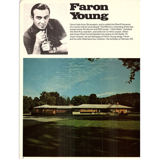 Faron Young - Charlie McCoy Double Sided Bio & Home 1977 Photo Print AF3-6