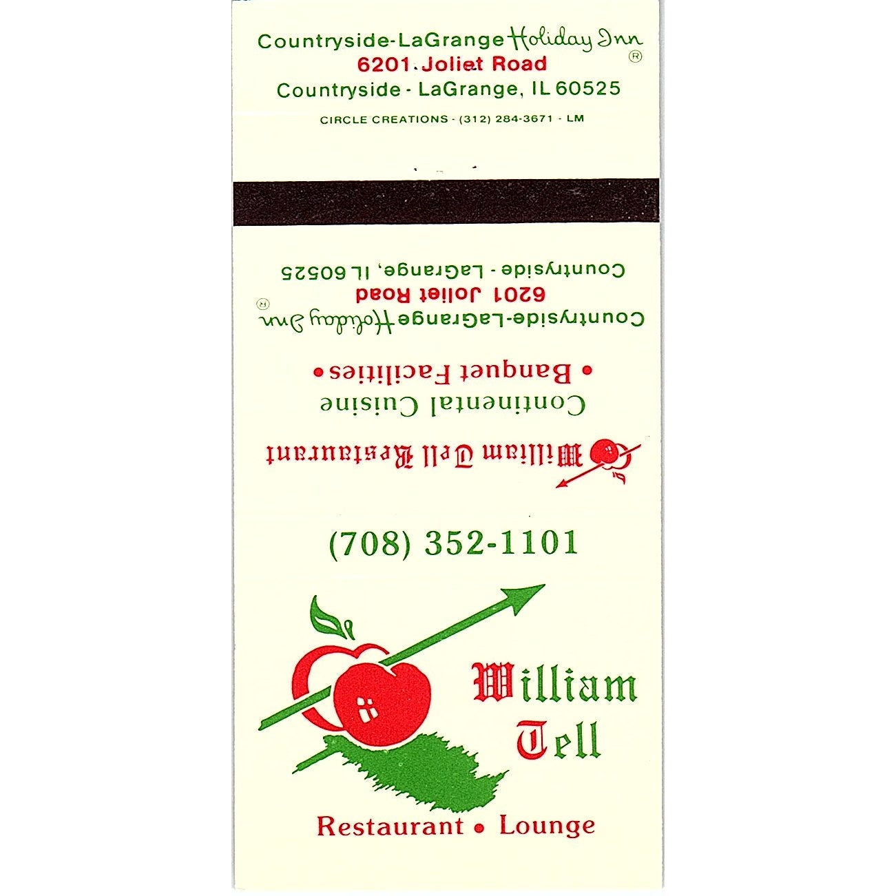 William Tell Restaurant & Lounge LaGrange IL Vintage Matchbook TB6-MB2-8