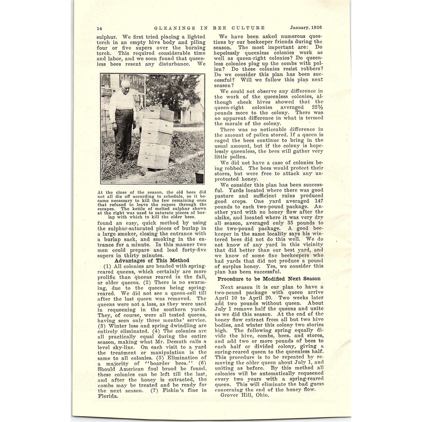 Southern Bees and Northern Honey Dr. Ernest Kohn 2 Page Article 1926 AG3-9