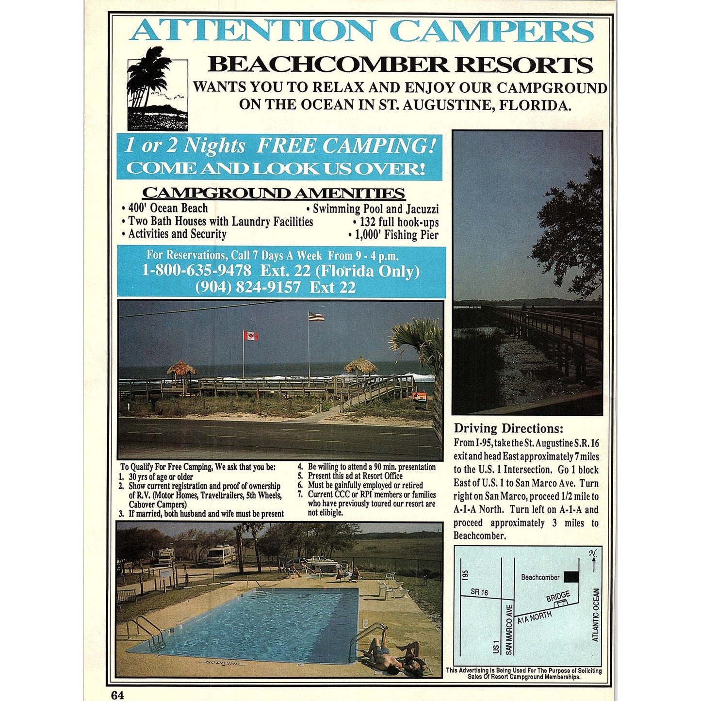Beachcomber Resorts St. Augustine 1989 Ad AF9-12