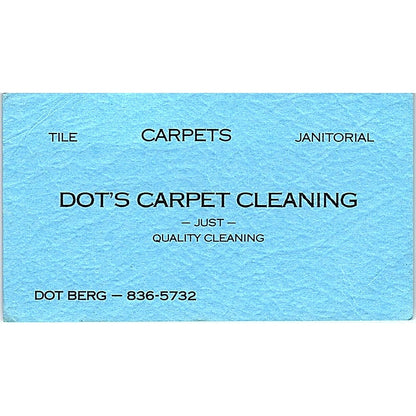 Dot's Carpet Cleaning Dot Berg Vintage Business Card SF3-B6