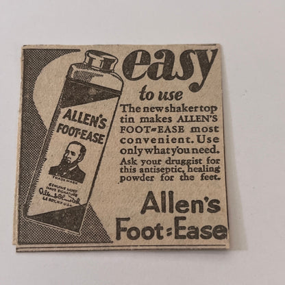 Allen's Foot Ease Easy to Use 1931 Newspaper Ad SAG4-S13