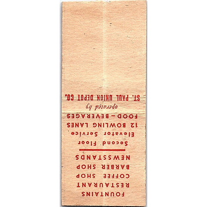 Union Depot Terminal Restaurant St. Paul MN Vintage Matchbook Cover SC7-Y10