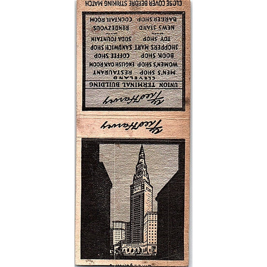 Fred Harvey Union Terminal Building Cleveland OH Vintage Matchbook Cover SC7-Y8