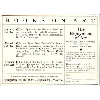 Books on Art Houghton, Mifflin and Co Boston c1905 Victorian Ad AE9-MA4