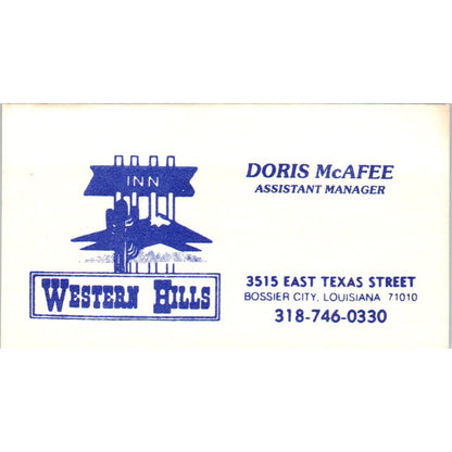 Western Hills Doris McAfee Bossier City LA Vintage Business Card SD8-B22