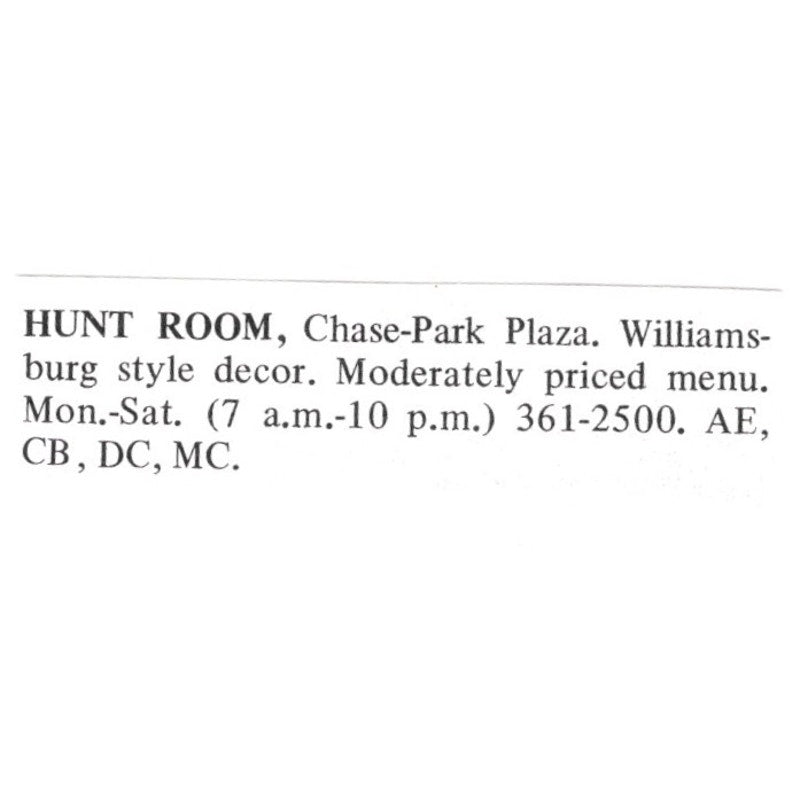 Hunt Room Chase-Park Plaza St. Louis 1971 Magazine Ad AD8-O1