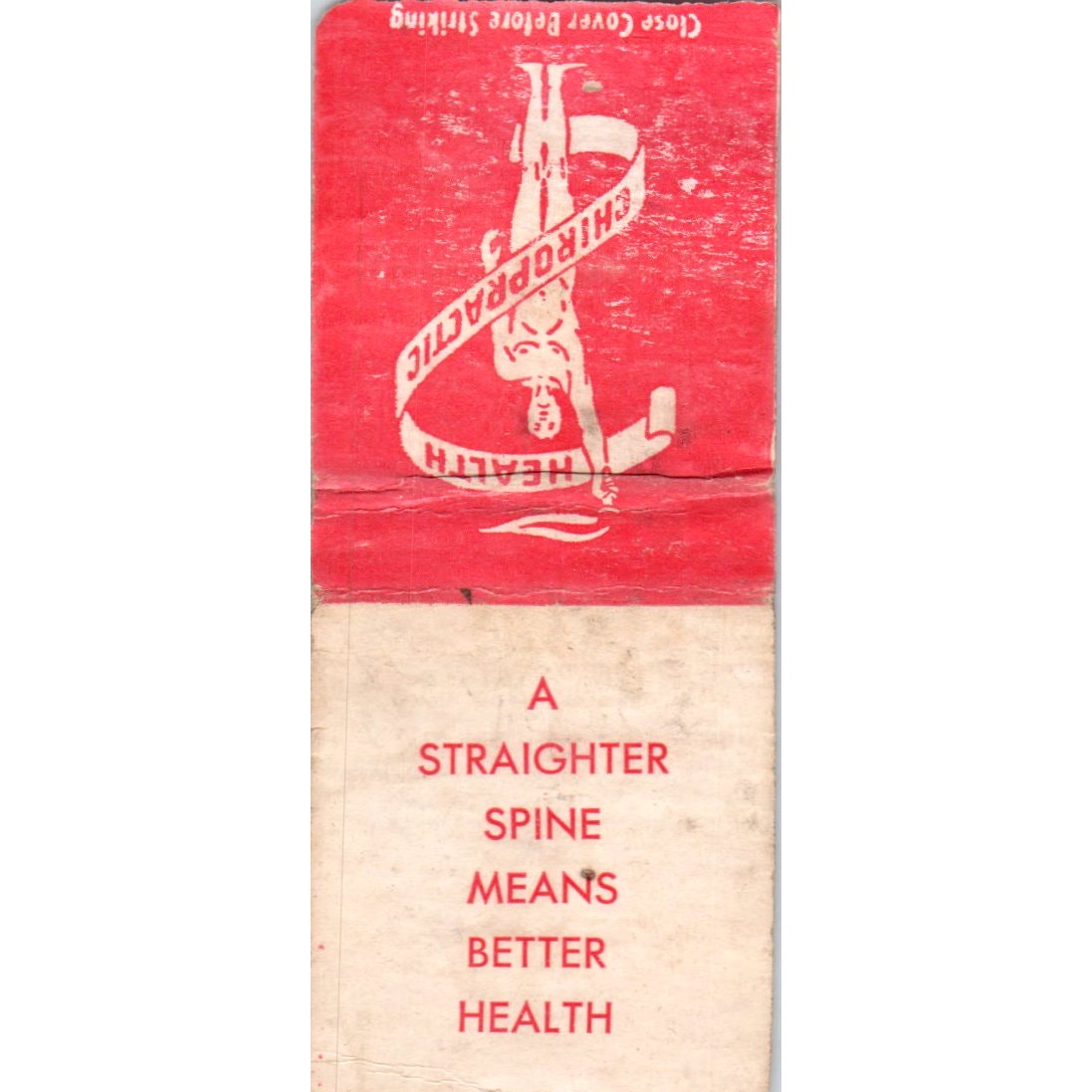 Health Chiropractic Straight Spine Better Health Vintage Matchbook Cover SD2-Y3