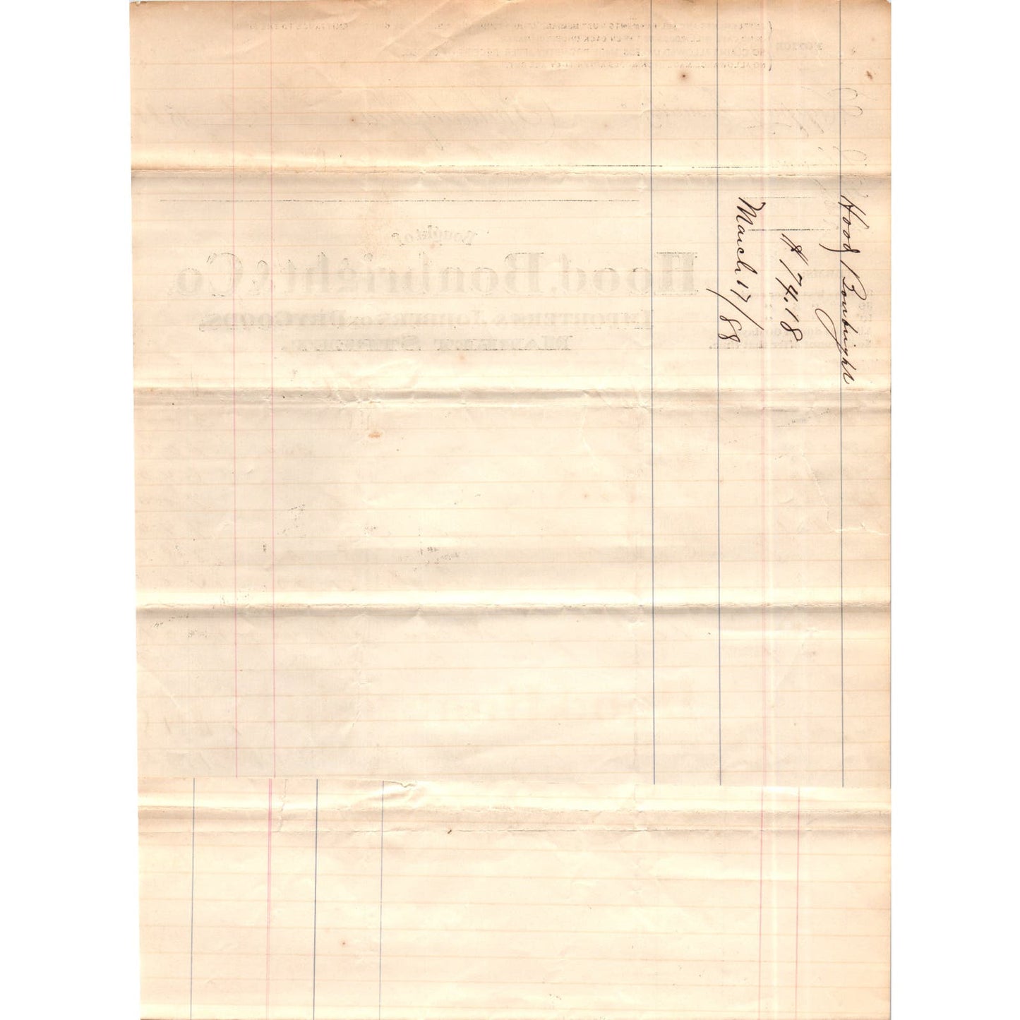 1888 Hood, Bonbright & Co Importers Philadelphia Letterhead Billhead Receipt D11