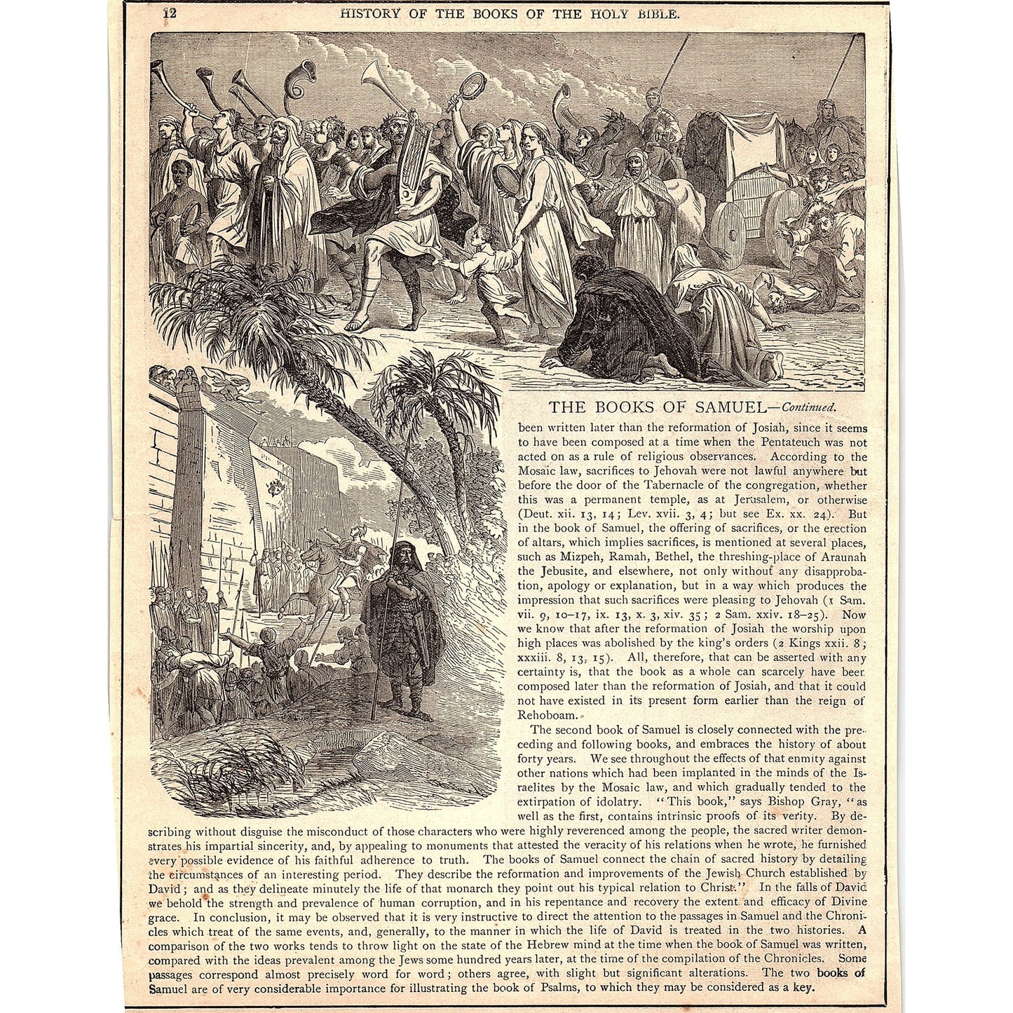 The Books of Samuel 1892 Bible Engraving SAG4-9