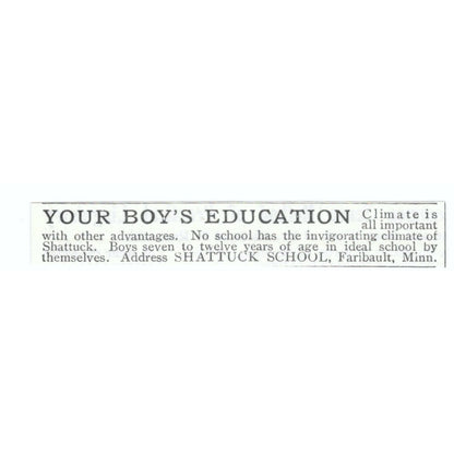 Shattuck School for Boys Faribault MN 1903 Magazine Ad AF7-SS2