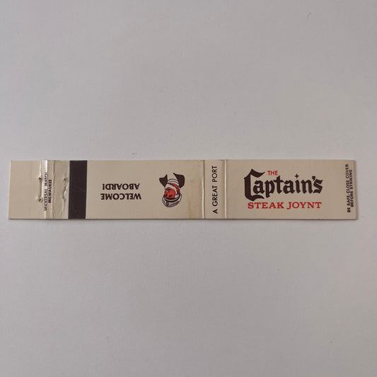 The Captain's Steak Joint Appleton Green Bay Wausau WI Vtg Matchbook TB6-MB2-9