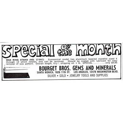Bourget Bros. Gems & Minerals Los Angeles CA 1972 Ad AF8-M4