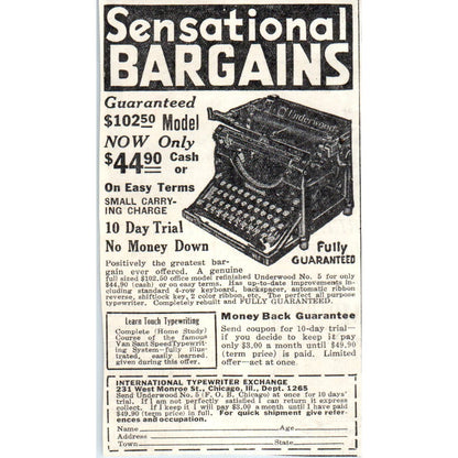International Typewriter Exchange Chicago IL 1930s Magazine Advertisement AE4-I1