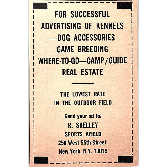 Outdoor Advertising R. Shelley Sports Afield NY 1977 Ad AF6-M2