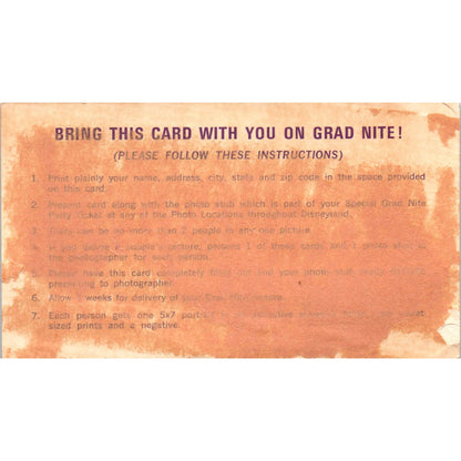 1960s Disney Disneyland Graduation Night Promotional Advertising Postcard AB9