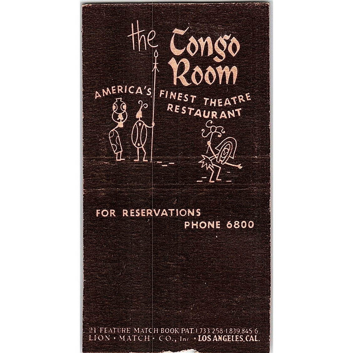 Hotel Sahara Tongo Room Las Vegas NV Vintage Matchbook Cover SF3-Y4
