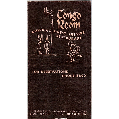 Hotel Sahara Tongo Room Las Vegas NV Vintage Matchbook Cover SF3-Y4