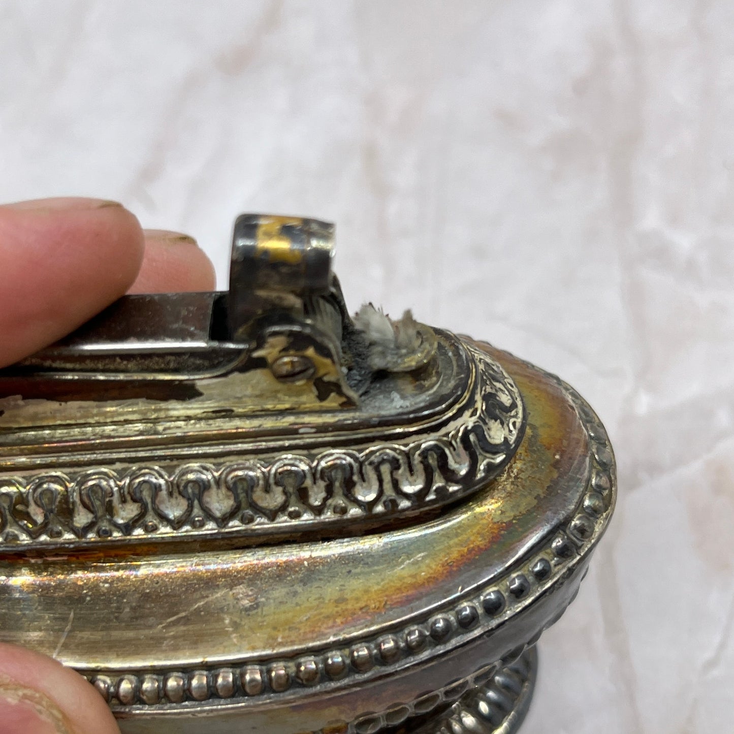 Vintage Art Deco Ronson Queen Anne Silver Plate Table Lighter TL31
