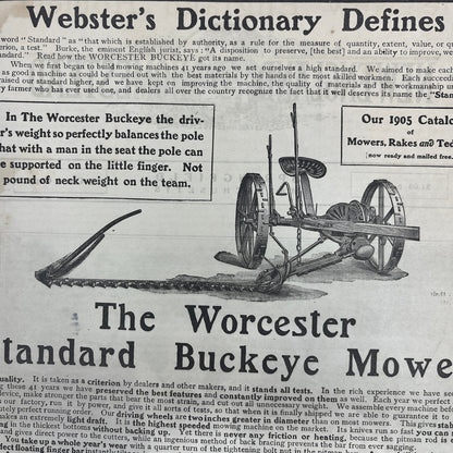 The Worcester Standard Buckeye Mower Richardson Mfg Co 1905 Magazine Ad FL6-11