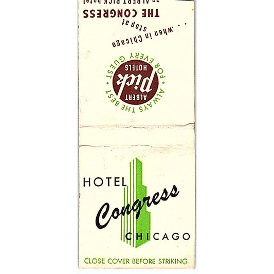 Hotel Congress Chicago Vintage Matchbook Cover SC7-Y10