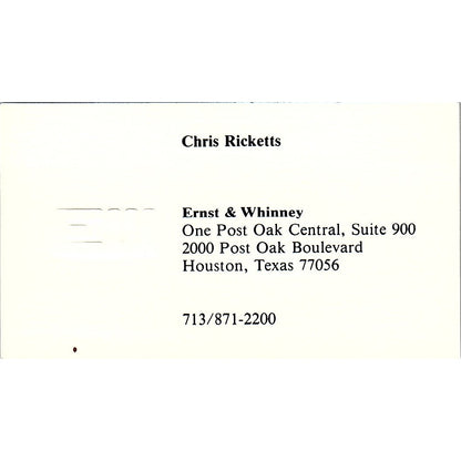 Chris Ricketts CPA E&W Ernst & Whitney Houston CPA Houston Business Card SD9-B1