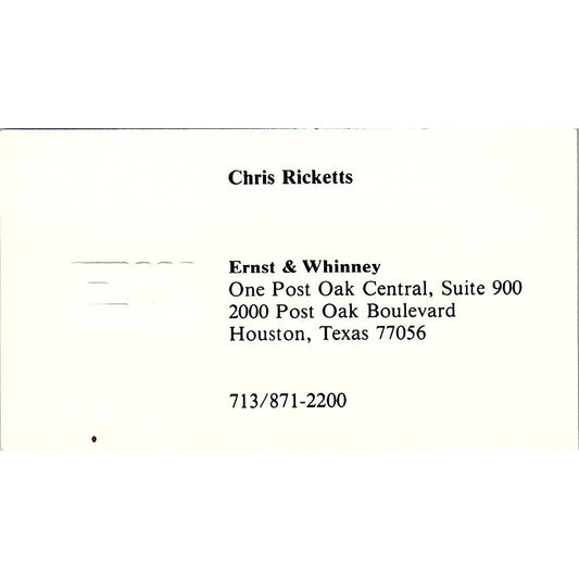 Chris Ricketts CPA E&W Ernst & Whitney Houston CPA Houston Business Card SD9-B1