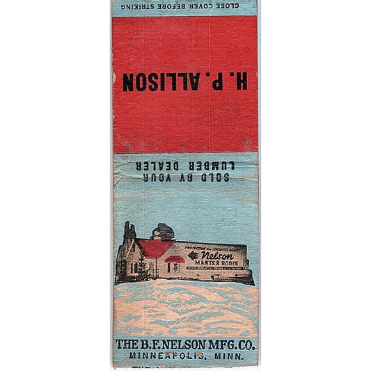 H.P. Allison The B.F. Nelson Mfg Co Minneapolis Vintage Matchbook Cover SF3-Y7