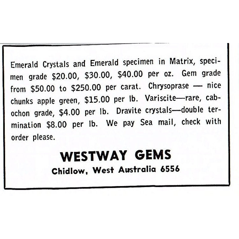 Westway Gems Chidlow West Australia 1972 Ad AF8-M3