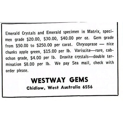 Westway Gems Chidlow West Australia 1972 Ad AF8-M3