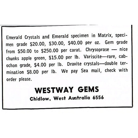 Westway Gems Chidlow West Australia 1972 Ad AF8-M3