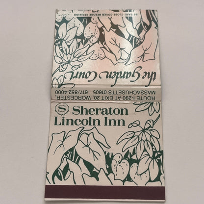 Sheraton Lincoln Inn Garden Court Worcester MA Vintage Matchbook Cover TB8-MB2-3
