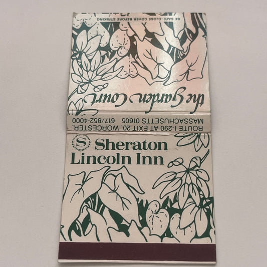 Sheraton Lincoln Inn Garden Court Worcester MA Vintage Matchbook Cover TB8-MB2-3
