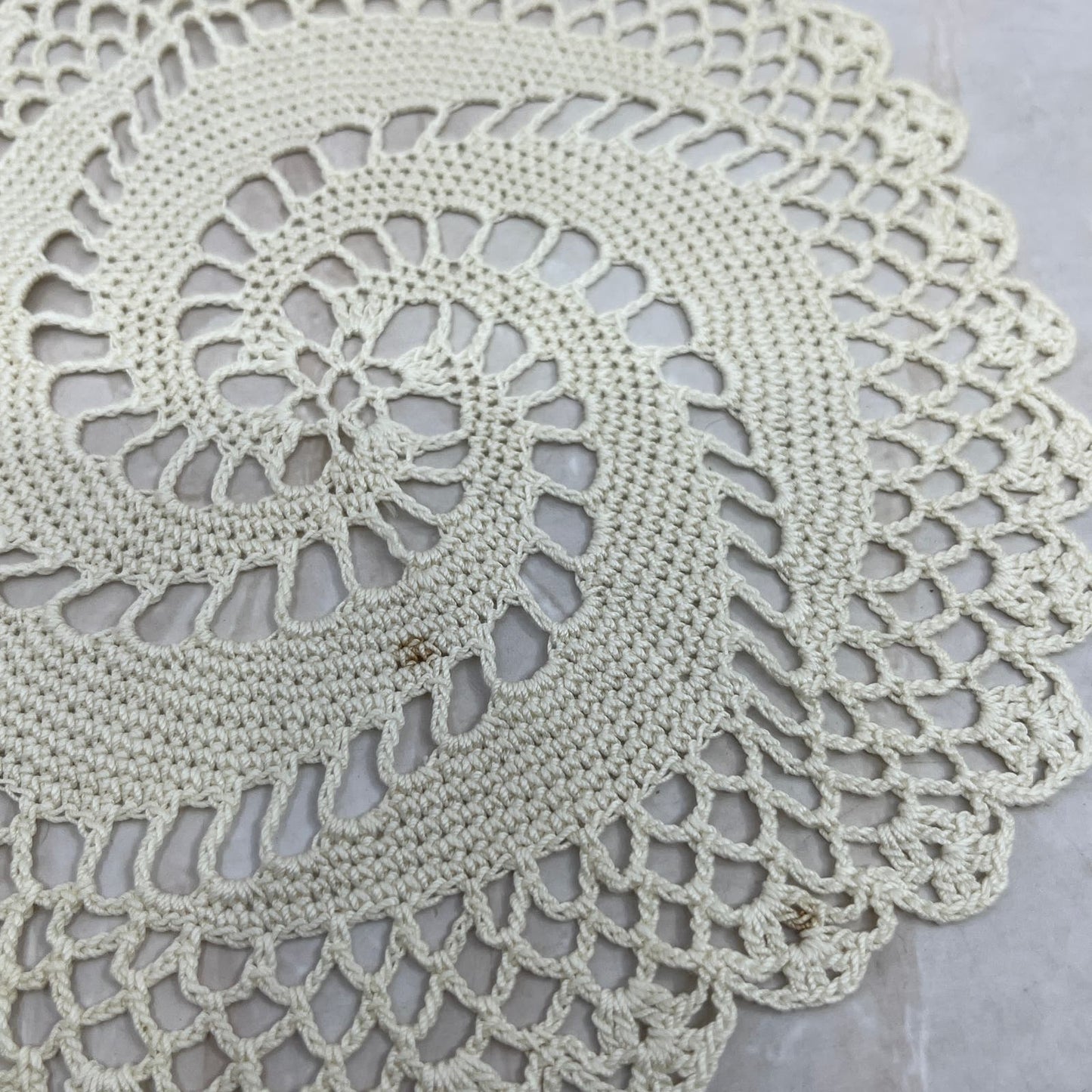 Vintage Set of 2 Pinwheel Crochet Table Doily 5.5" TF5